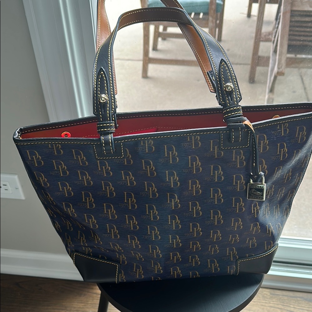 Dooney & Bourke Large Blue and Brown Tote Bag